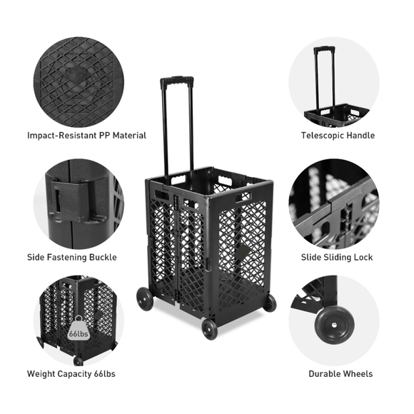 🆕 Collapsible Rolling Utility Cart - Picture 6 of 12